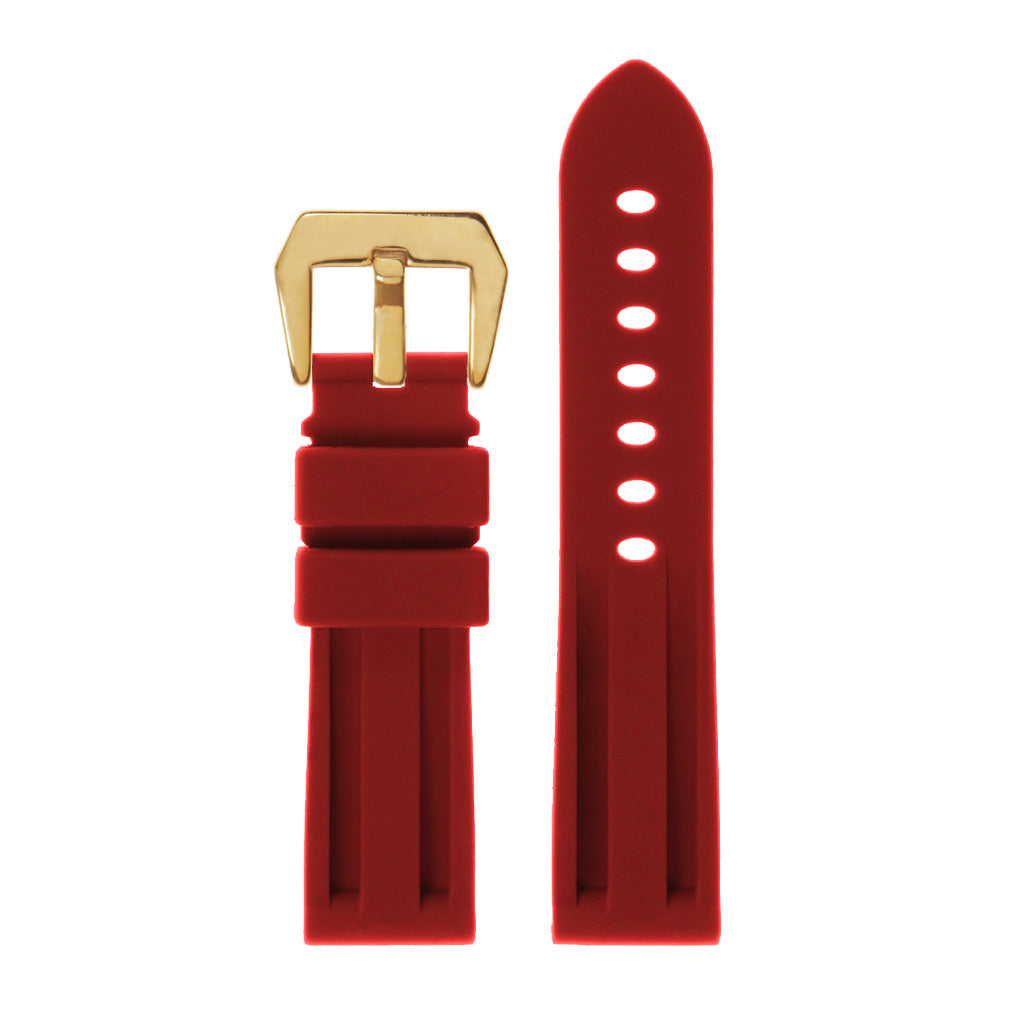 Rubber Watch Strap with Yellow Gold Pre-V Buckle