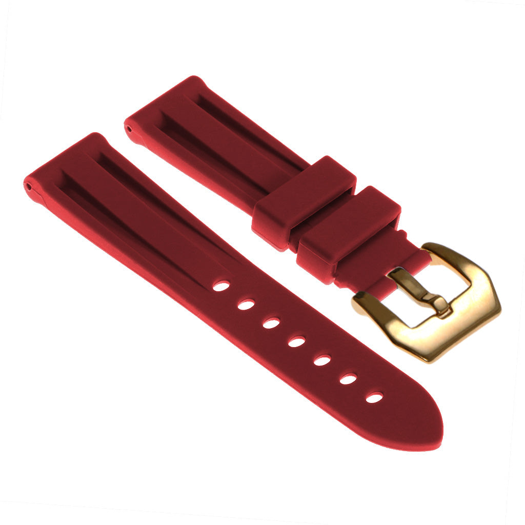Rubber Watch Strap with Yellow Gold Pre-V Buckle