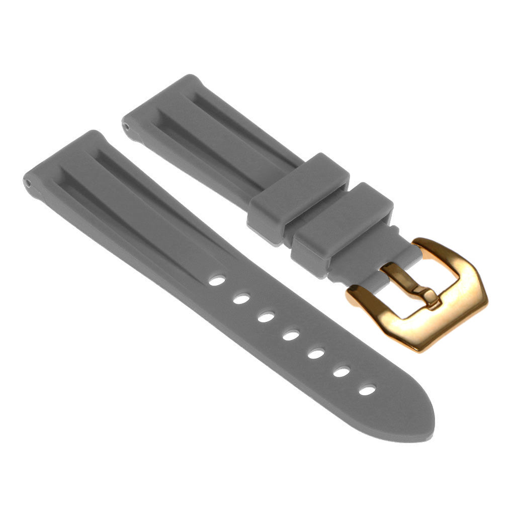 Rubber Watch Strap with Yellow Gold Pre-V Buckle