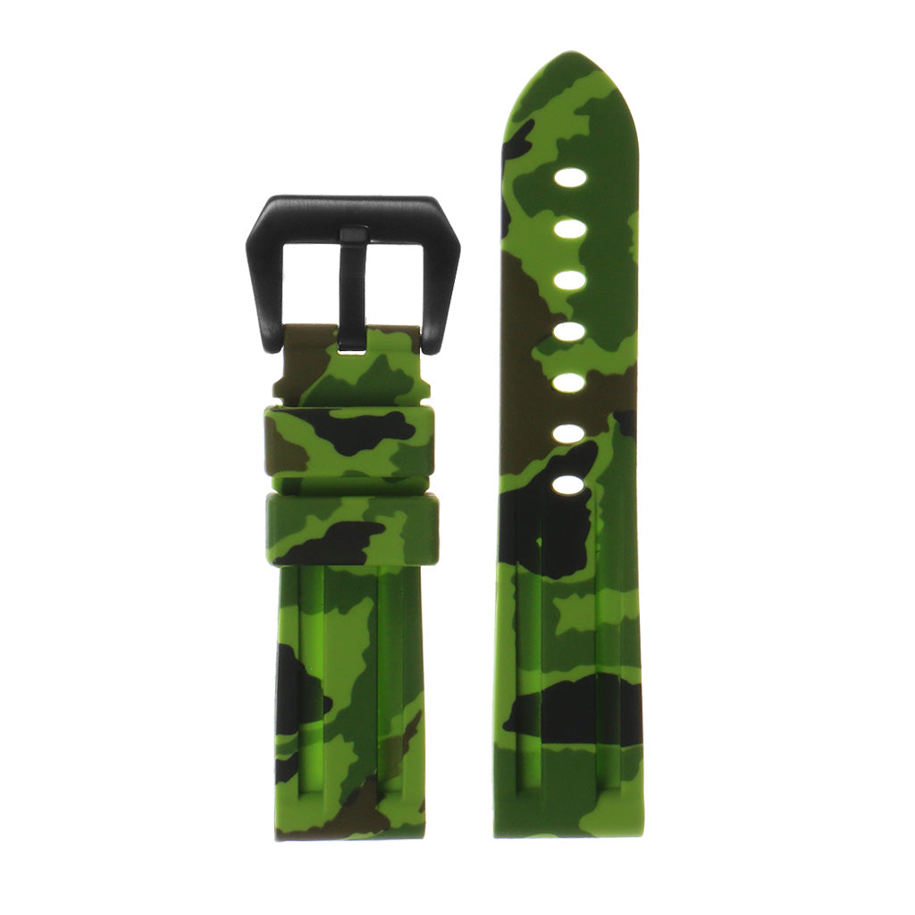 Heavy Duty Camo Rubber Watch Band with Matte Black Pre-V Buckle