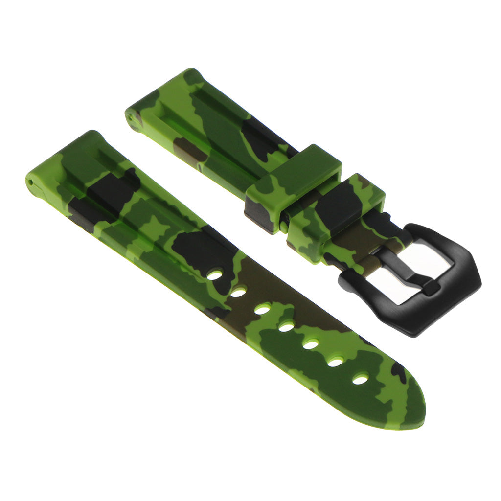 Heavy Duty Camo Rubber Watch Band with Matte Black Pre-V Buckle