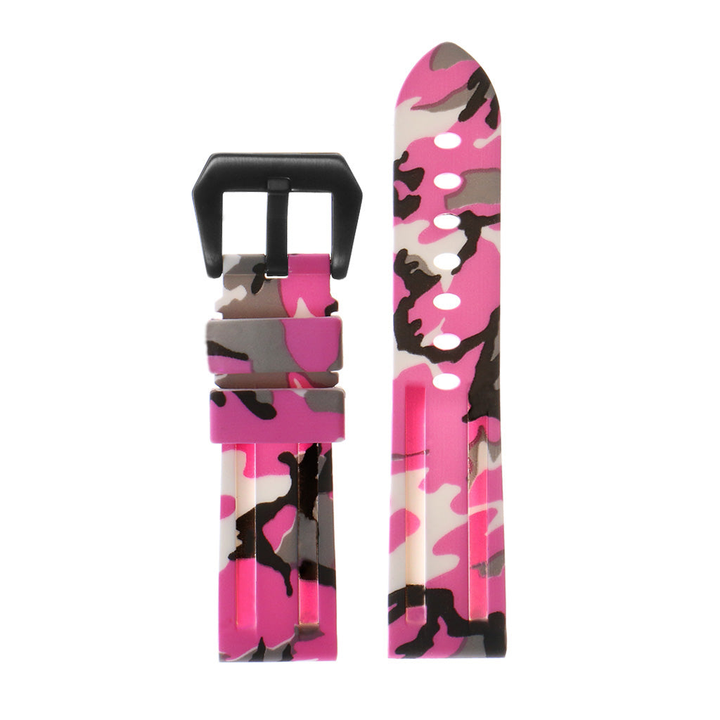 Heavy Duty Camo Rubber Watch Band with Matte Black Pre-V Buckle
