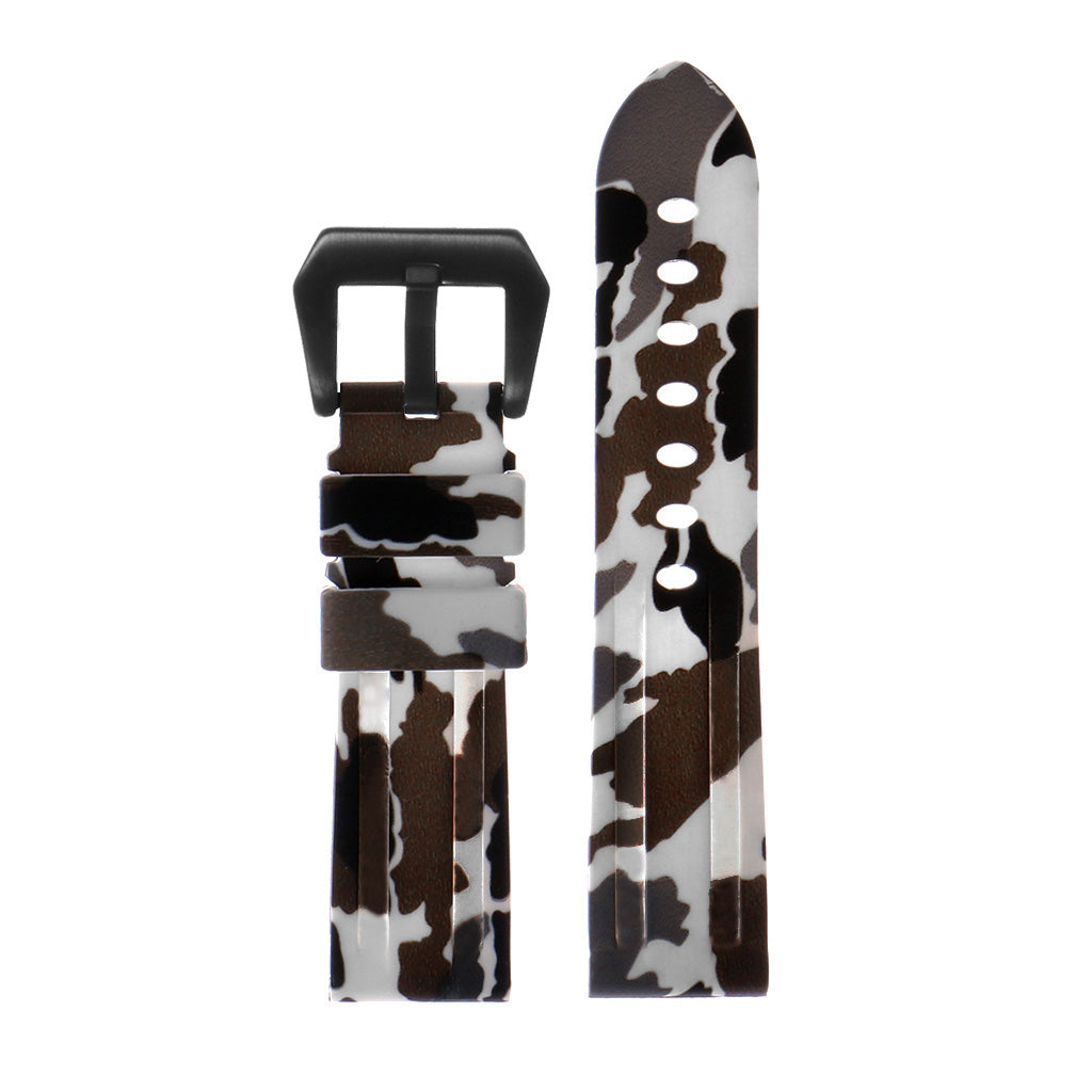 Heavy Duty Camo Rubber Watch Band with Matte Black Pre-V Buckle