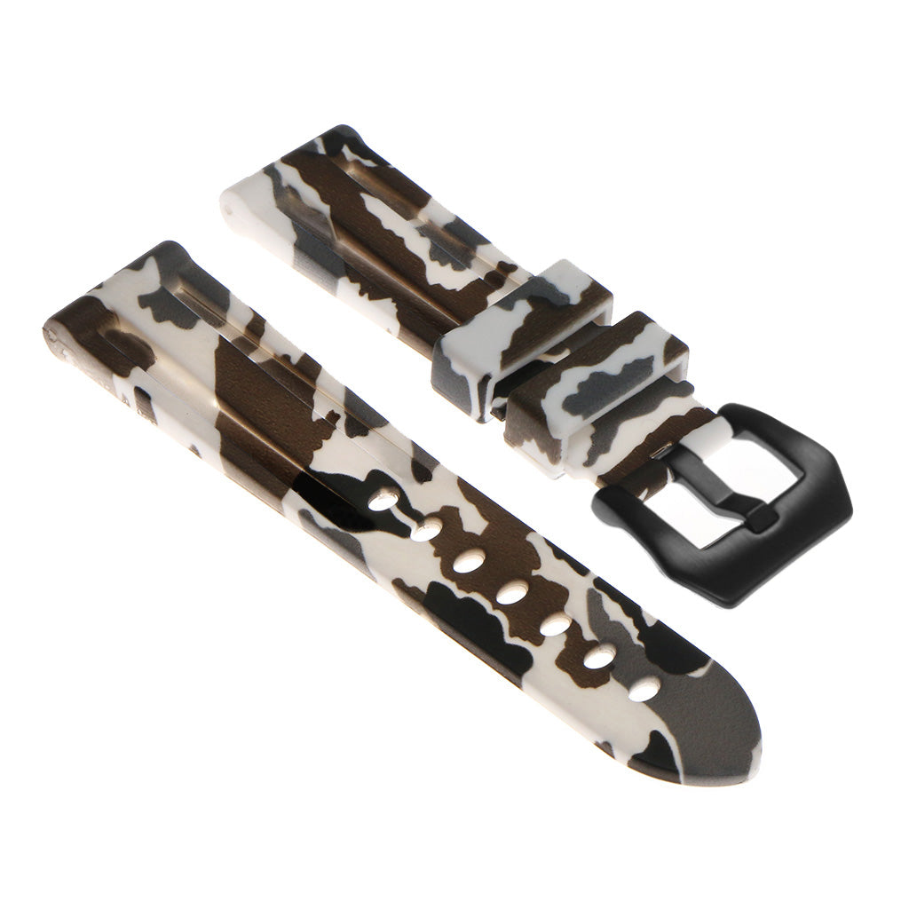 Heavy Duty Camo Rubber Watch Band with Matte Black Pre-V Buckle