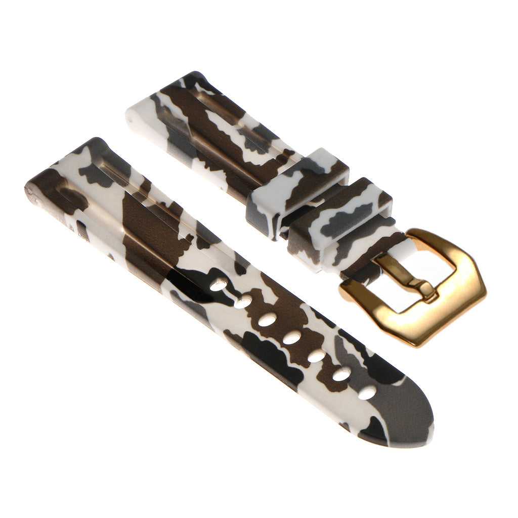 Heavy Duty Camo Rubber Watch Band with Yellow Gold Pre-V Buckle