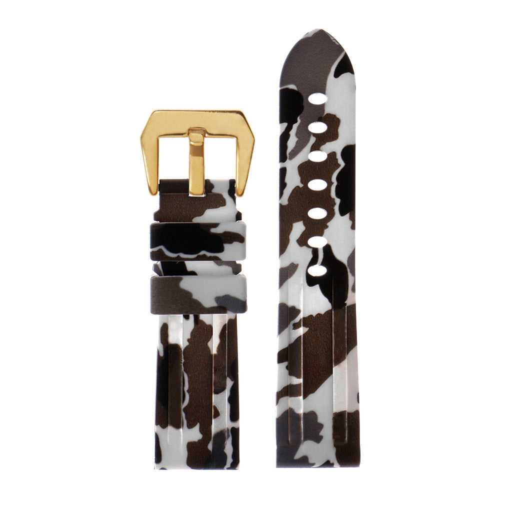 Heavy Duty Camo Rubber Watch Band with Yellow Gold Pre-V Buckle