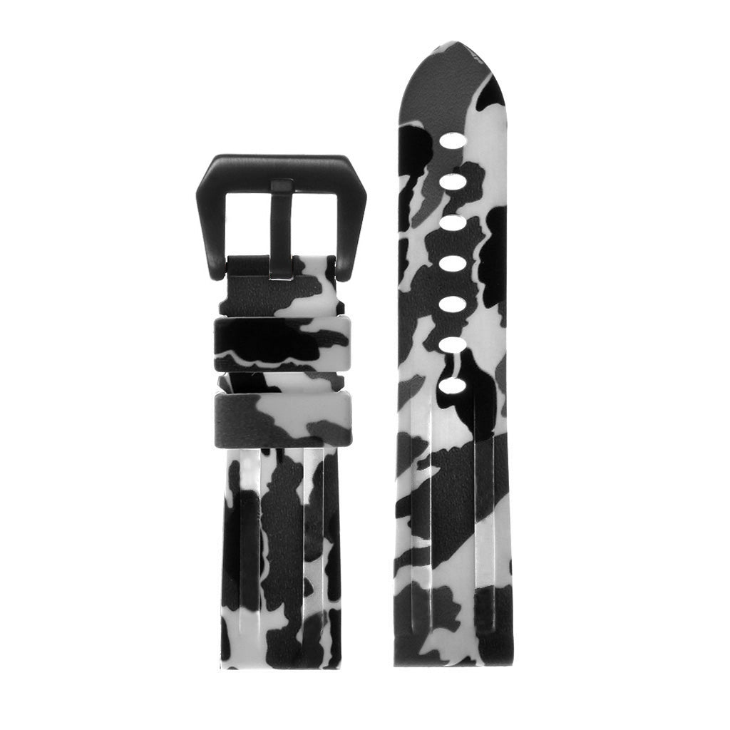 Heavy Duty Camo Rubber Watch Band with Matte Black Pre-V Buckle