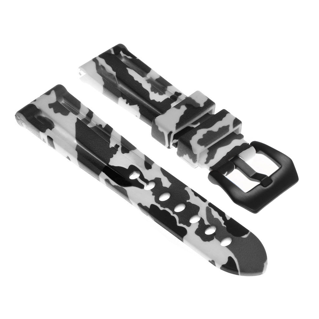 Heavy Duty Camo Rubber Watch Band with Matte Black Pre-V Buckle