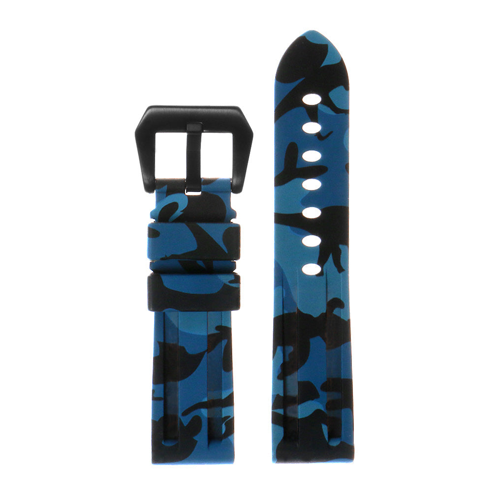 Heavy Duty Camo Rubber Watch Band with Matte Black Pre-V Buckle