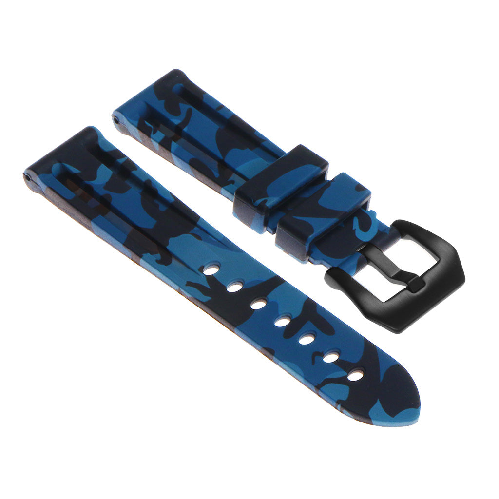 Heavy Duty Camo Rubber Watch Band with Matte Black Pre-V Buckle