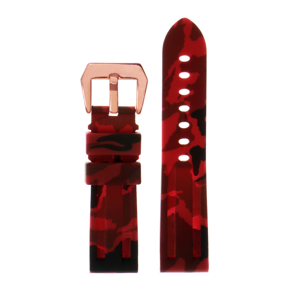 Heavy Duty Camo Rubber Watch Band with Rose Gold Pre-V Buckle