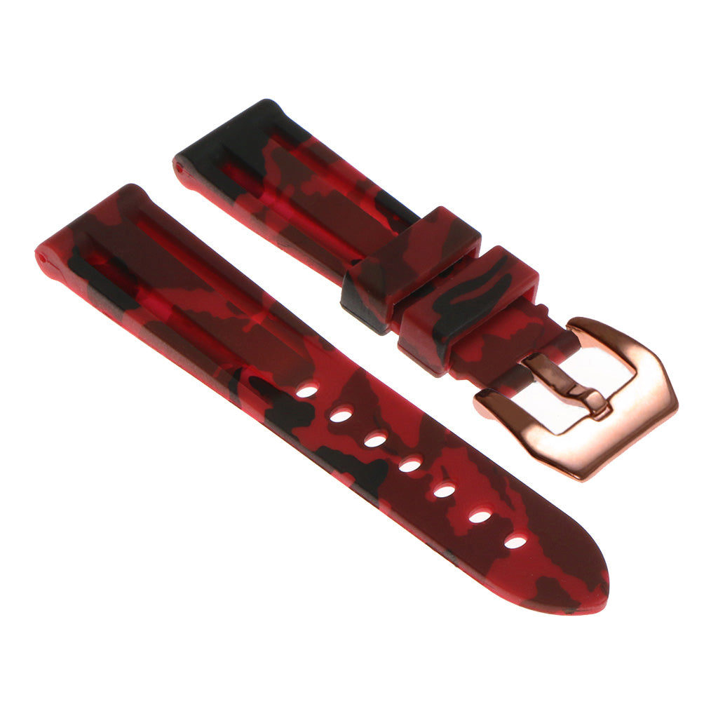 Heavy Duty Camo Rubber Watch Band with Rose Gold Pre-V Buckle