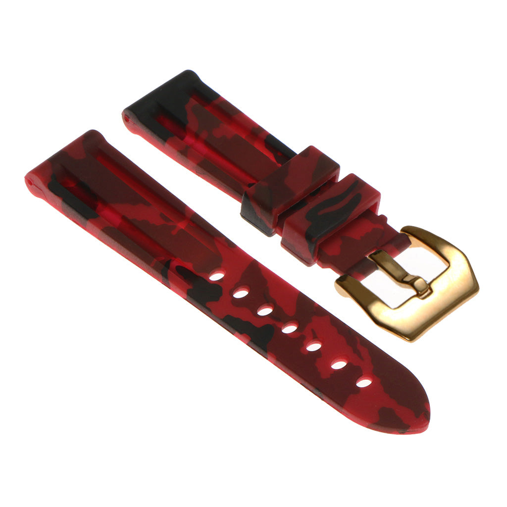 Heavy Duty Camo Rubber Watch Band with Yellow Gold Pre-V Buckle