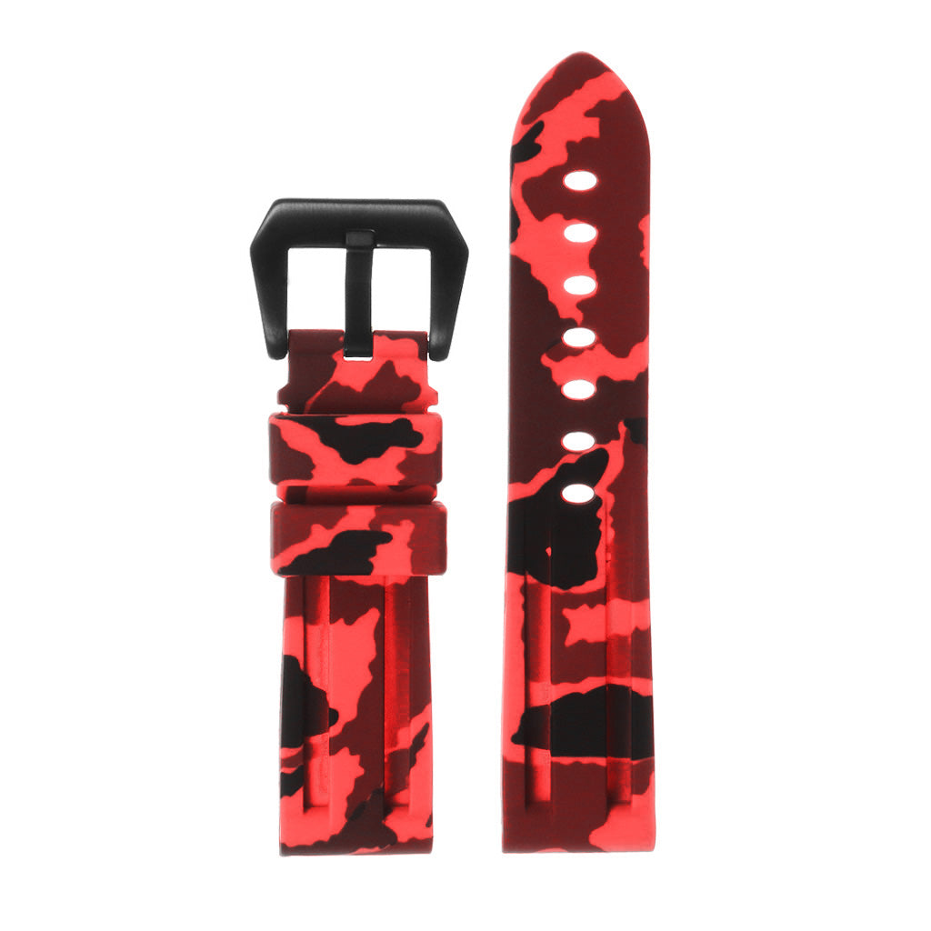 Heavy Duty Camo Rubber Watch Band with Matte Black Pre-V Buckle