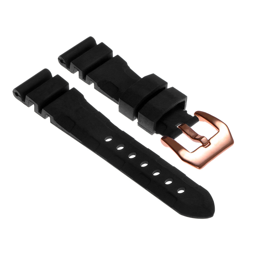 Rubber Watch Strap with Rose Gold Pre-V Buckle