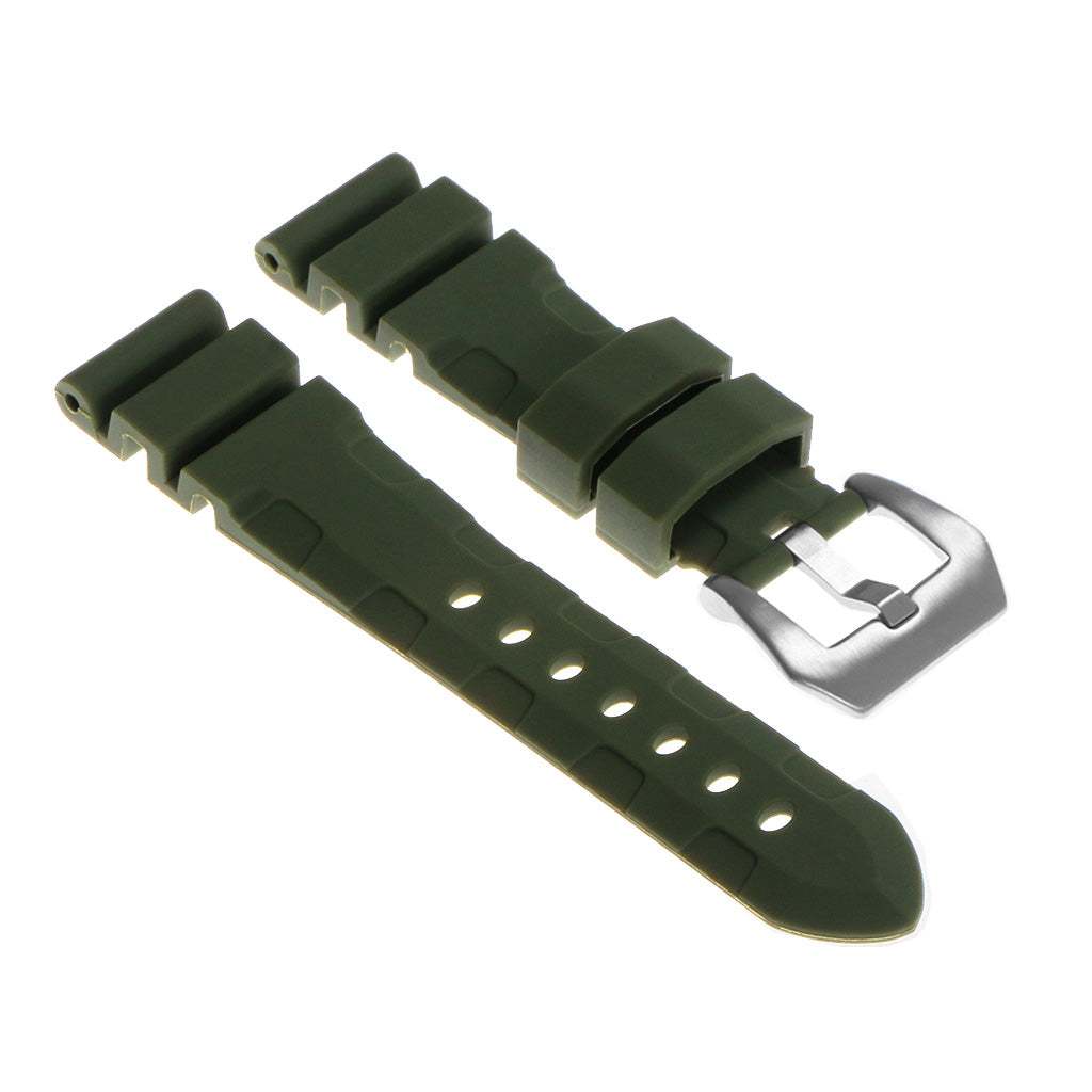 Rubber Watch Strap with Brushed Stainless Steel Pre-V Buckle