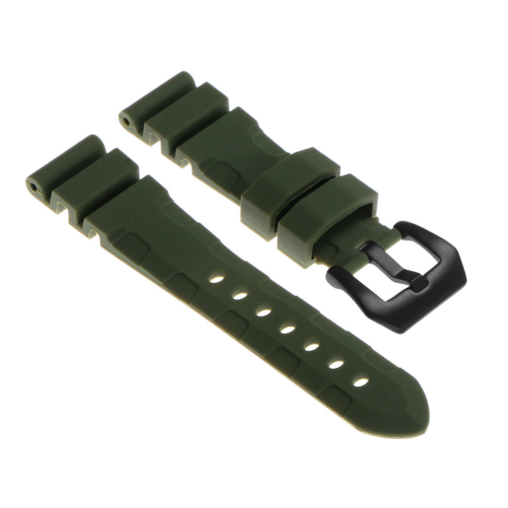 Rubber Watch Strap with Matte Black Pre-V Buckle