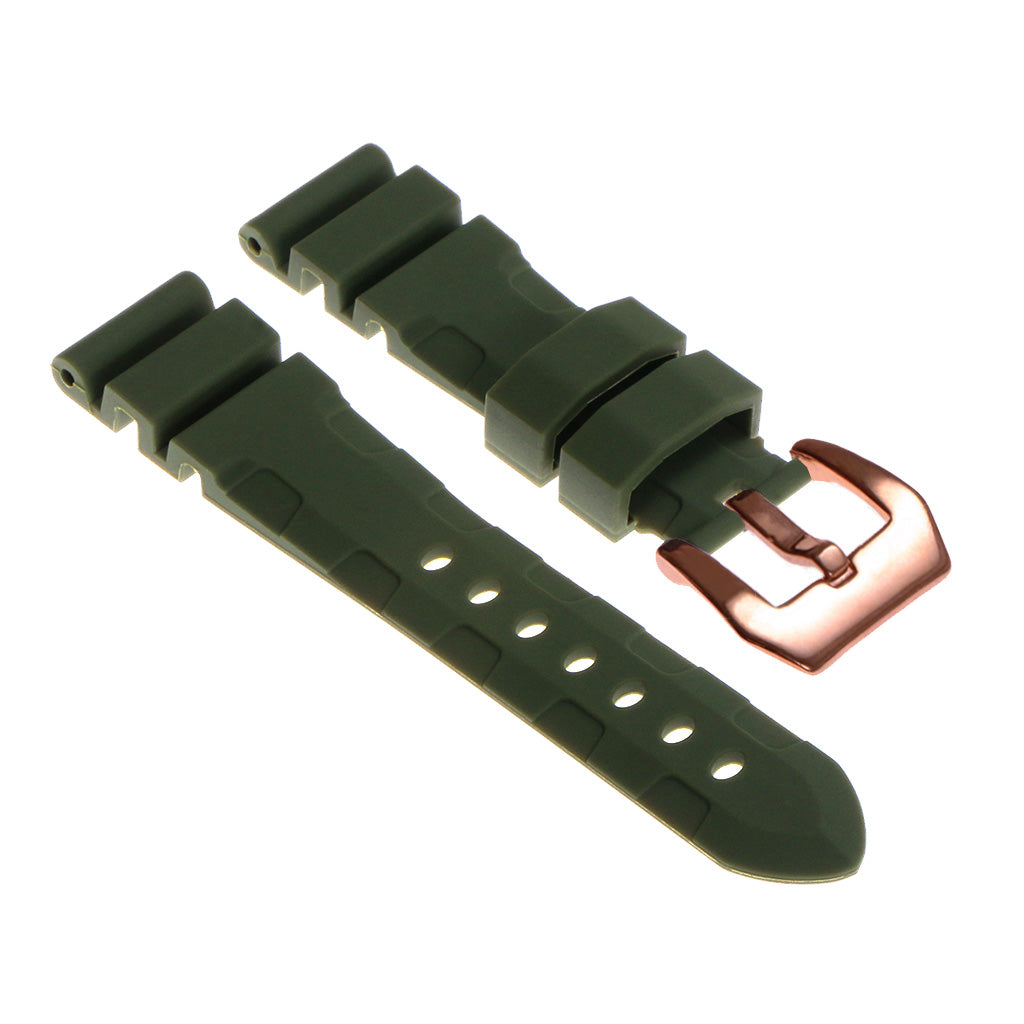 Rubber Watch Strap with Rose Gold Pre-V Buckle