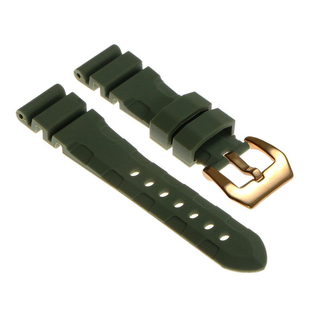 Rubber Watch Strap with Yellow Gold Pre-V Buckle