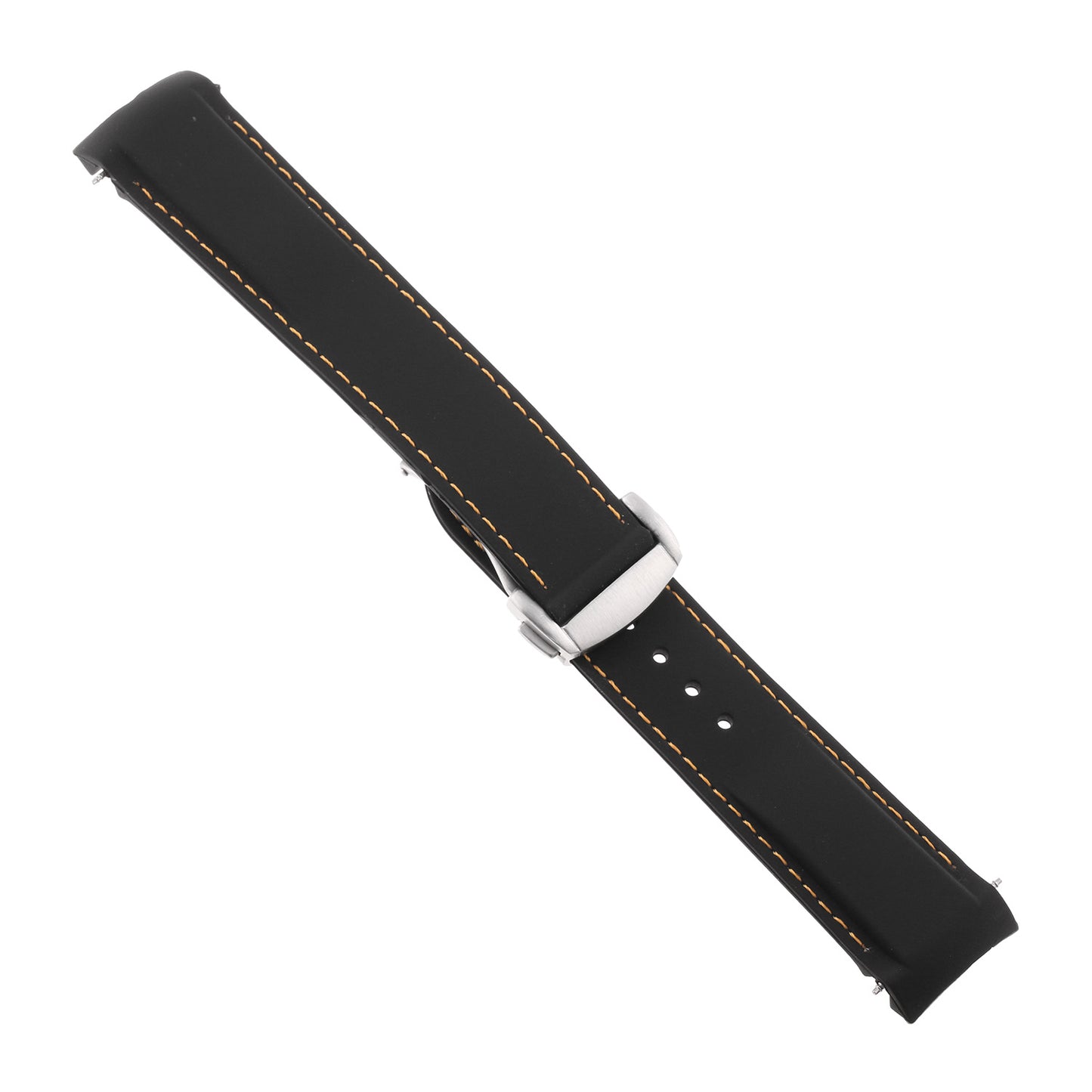 Rubber Strap w/ Brushed Silver Clasp for Omega Speedmaster