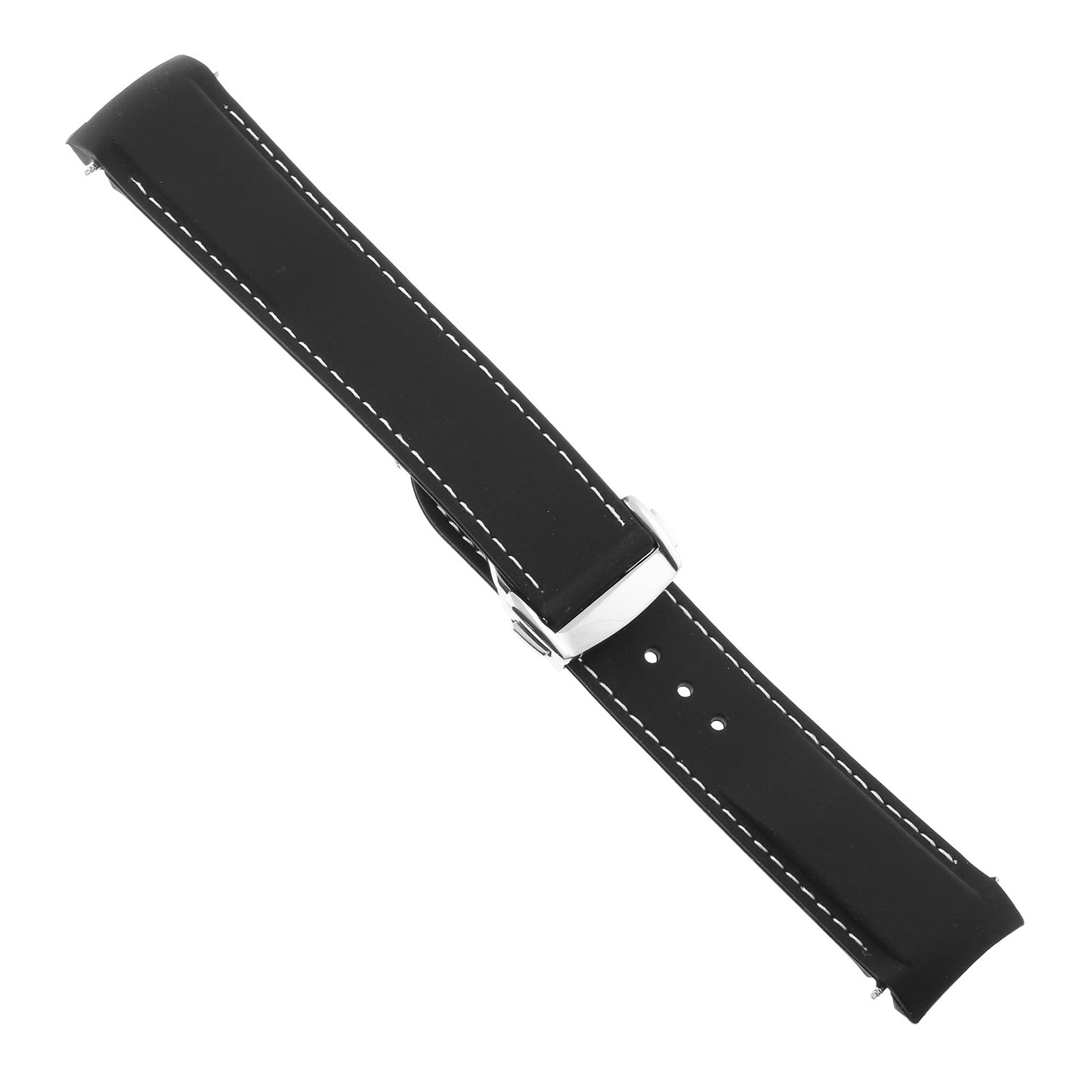 Rubber Strap w/ Polished Silver Clasp for Omega Speedmaster