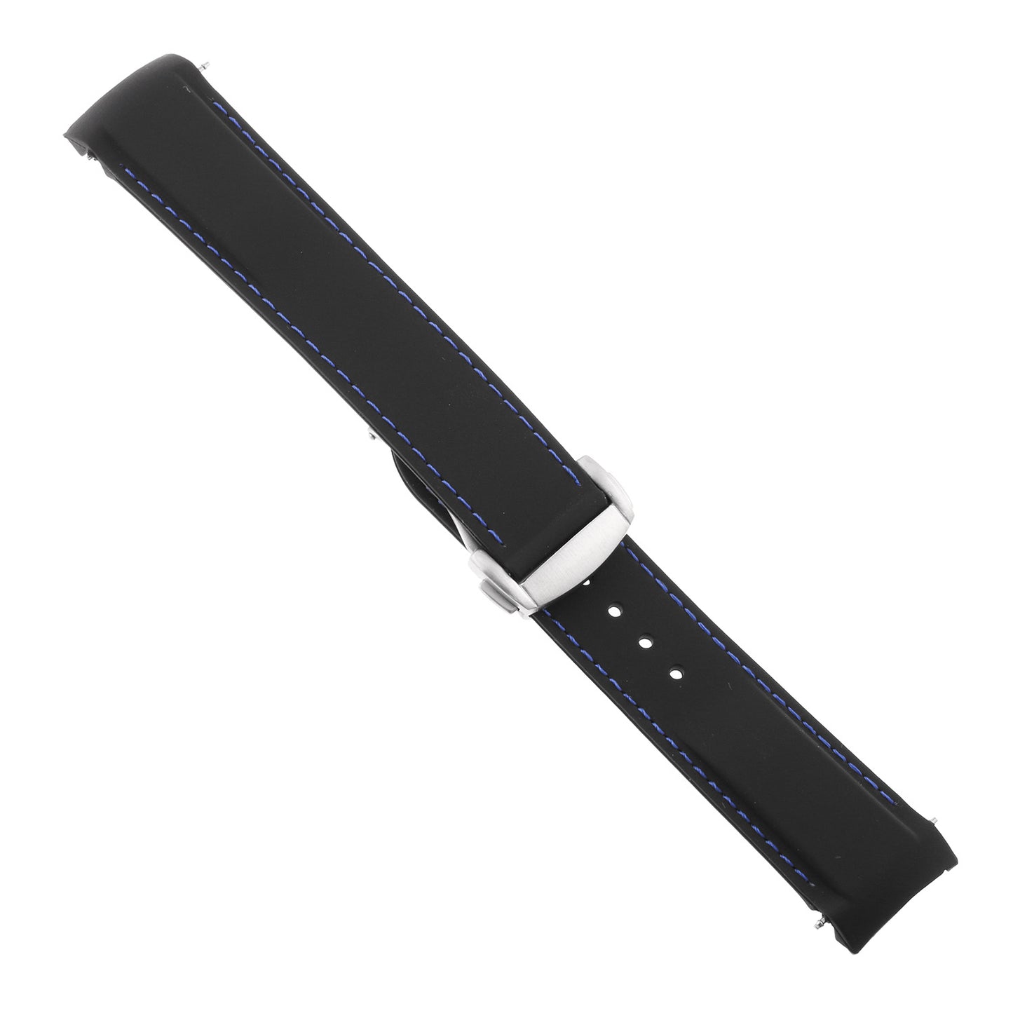 Rubber Strap w/ Brushed Silver Clasp for Omega Speedmaster
