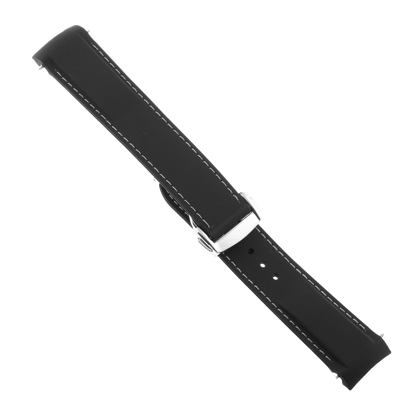 Rubber Strap w/ Polished Silver Clasp for Omega Speedmaster
