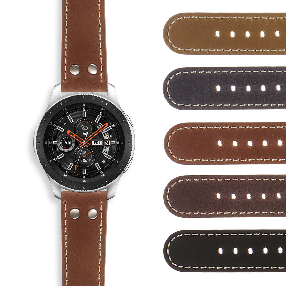 DASSARI Vintage Leather Pilot Strap w/ Rivets Samsung Galaxy Watch 3