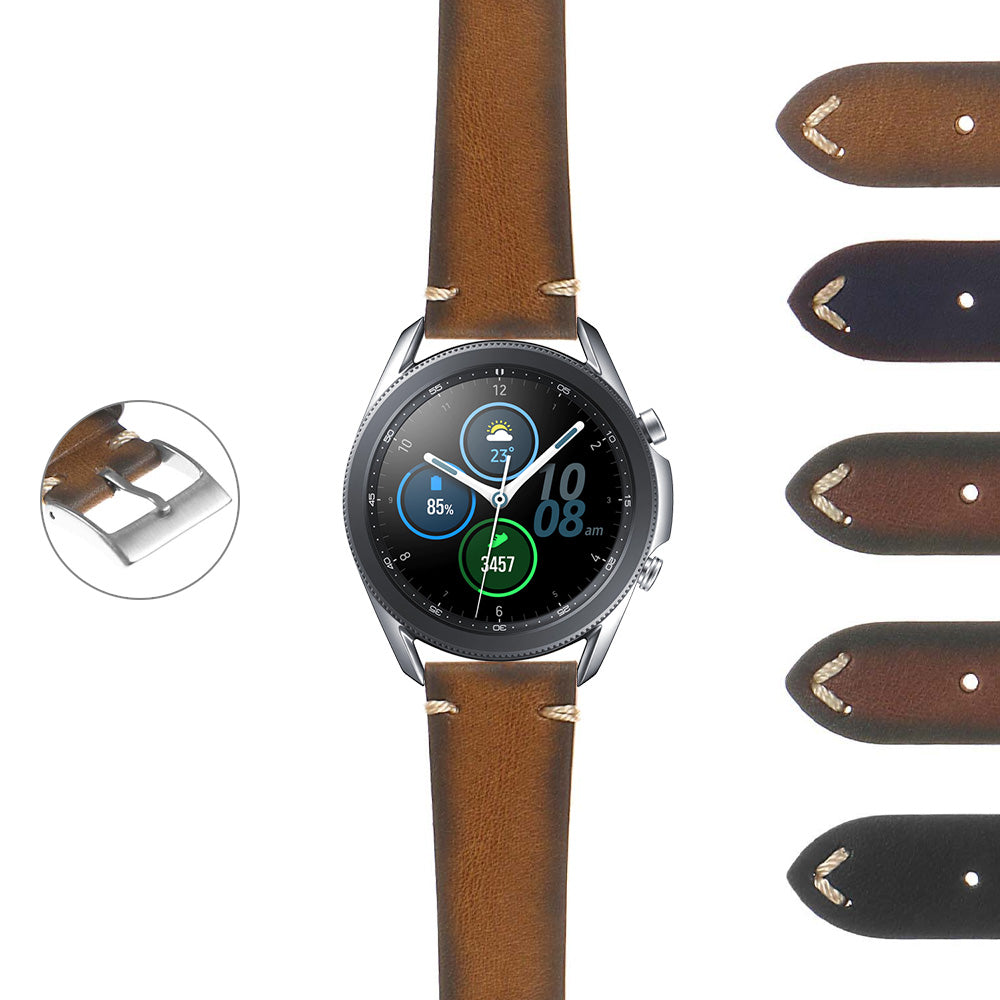DASSARI Regal II Vintage Leather Quick Release Strap w/ Hand Sewn Stitching for Garmin Venu