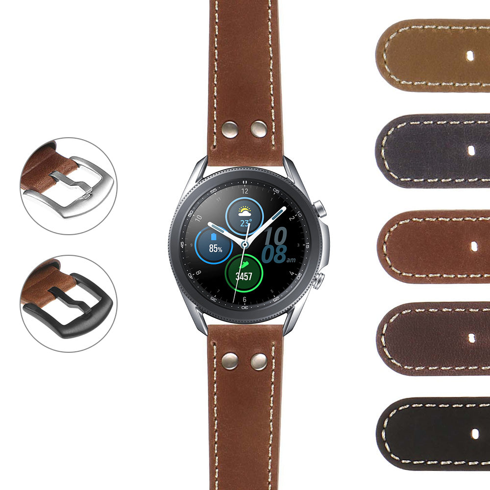 DASSARI Vintage Leather Pilot Strap w/ Rivets Garmin Venu