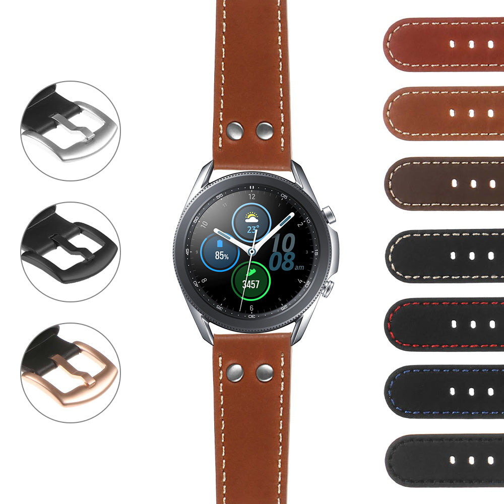 DASSARI Leather Pilot Strap w/ Rivets Garmin Venu