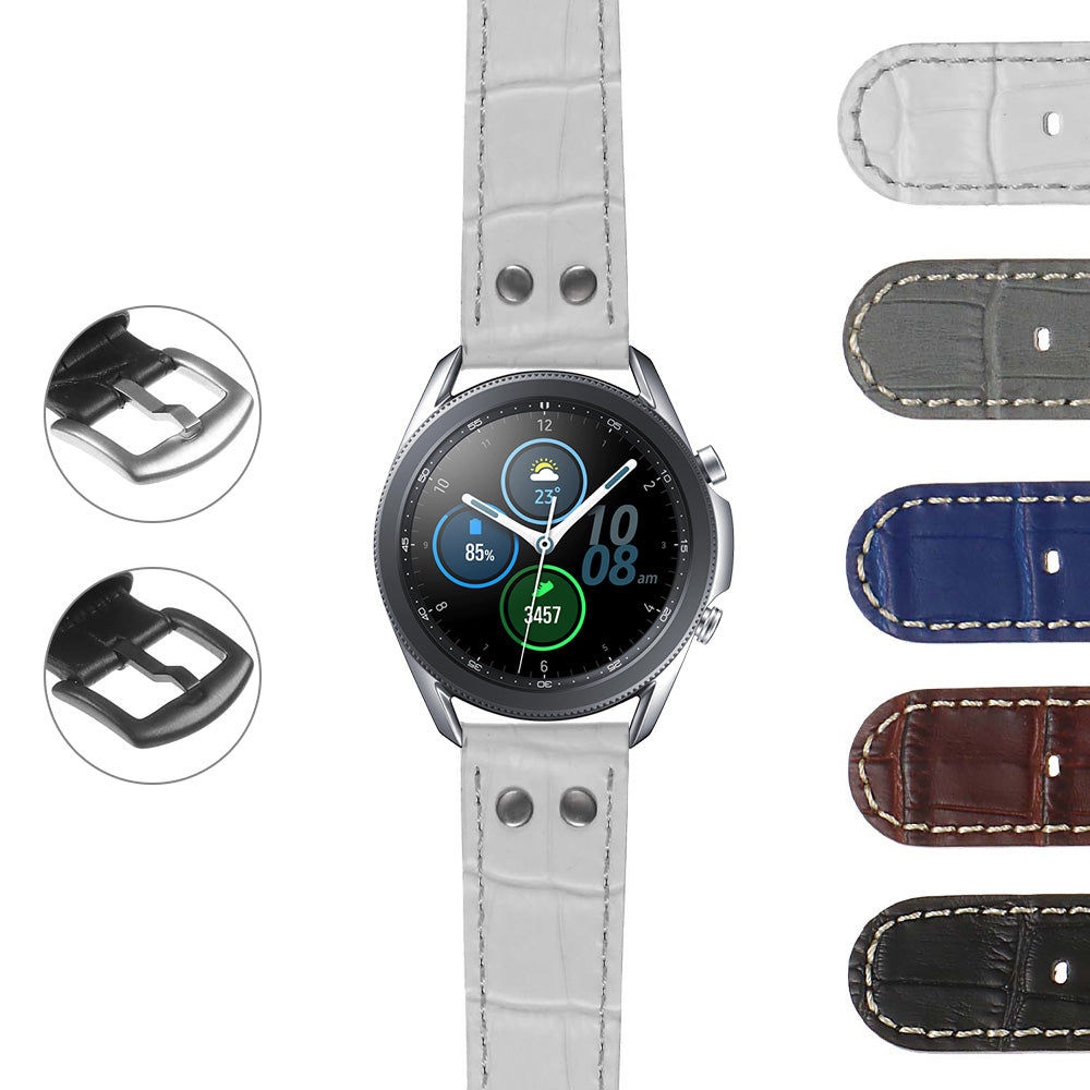 DASSARI Croc Embossed Leather Pilot Strap w/ Rivets Garmin Venu