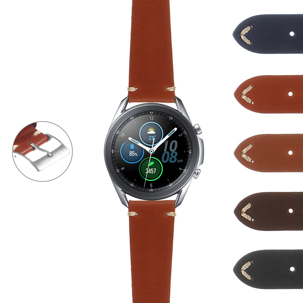 DASSARI Hand-Stitched Classic Leather Watch Strap for Garmin Venu