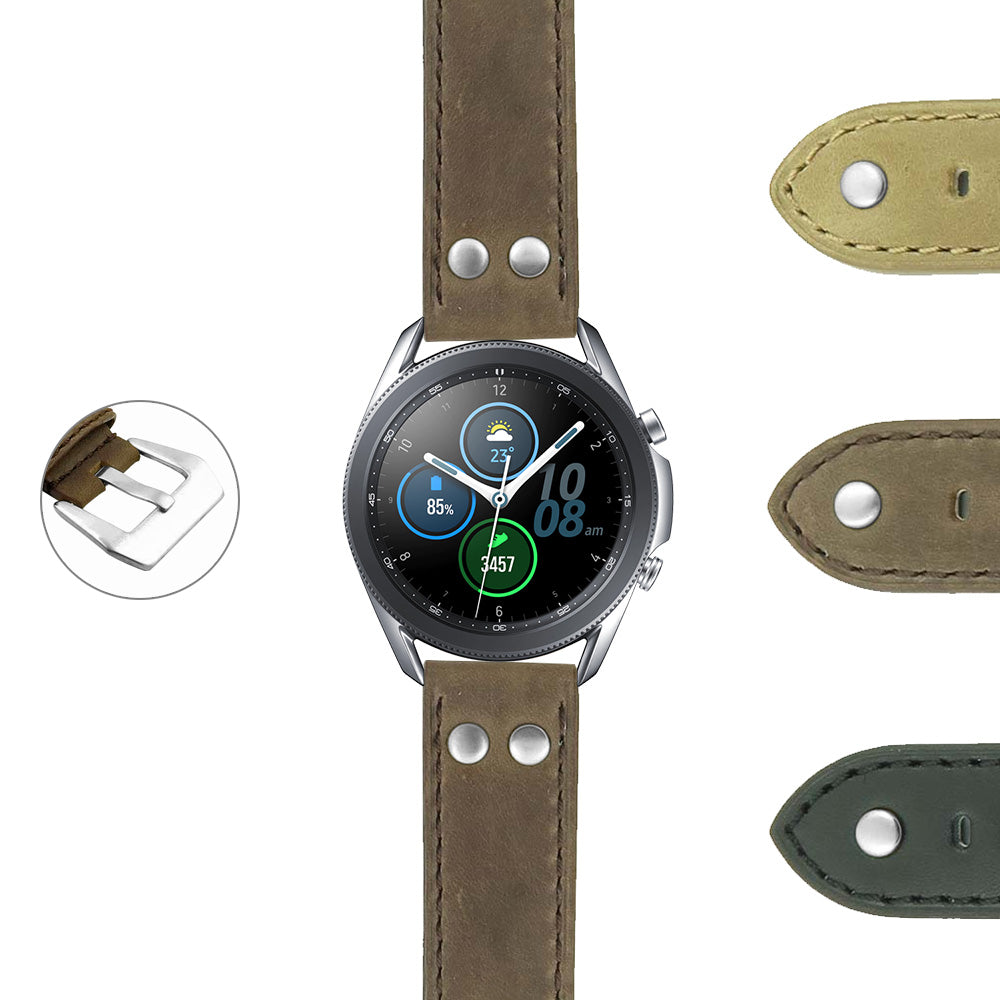 DASSARI Liberty Leather Strap w/ Metal Keeper & Rivets for Garmin Venu