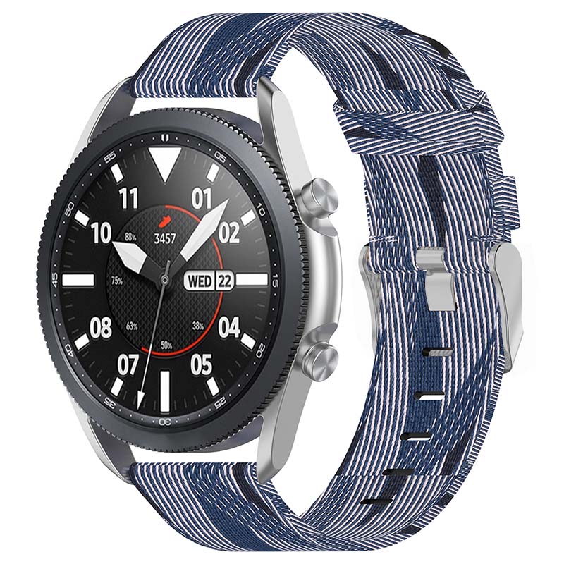 Canvas Strap with Polished Silver Buckle for Samsung Galaxy Watch / Active / Gear
