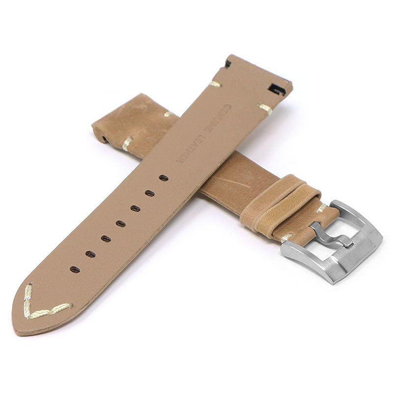 DASSARI Vintage Leather Strap w/ Minimal Stitching for Seiko Turtle