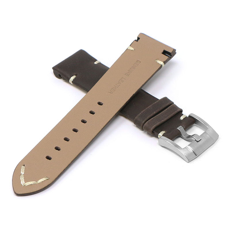 DASSARI Vintage Leather Strap w/ Minimal Stitching for Seiko Turtle
