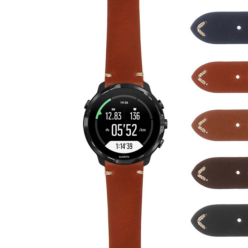 DASSARI Hand-Stitched Classic Leather Watch Strap for Samsung Galaxy Watch 3