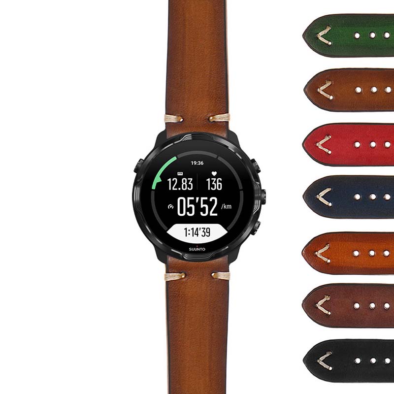 Hand-Stitched Vintage Faded Leather Strap for Samsung Galaxy Watch 3