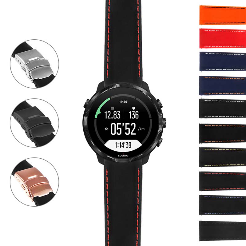 Rubber Strap w/ Stitching & Clasp for Samsung Galaxy Watch 3