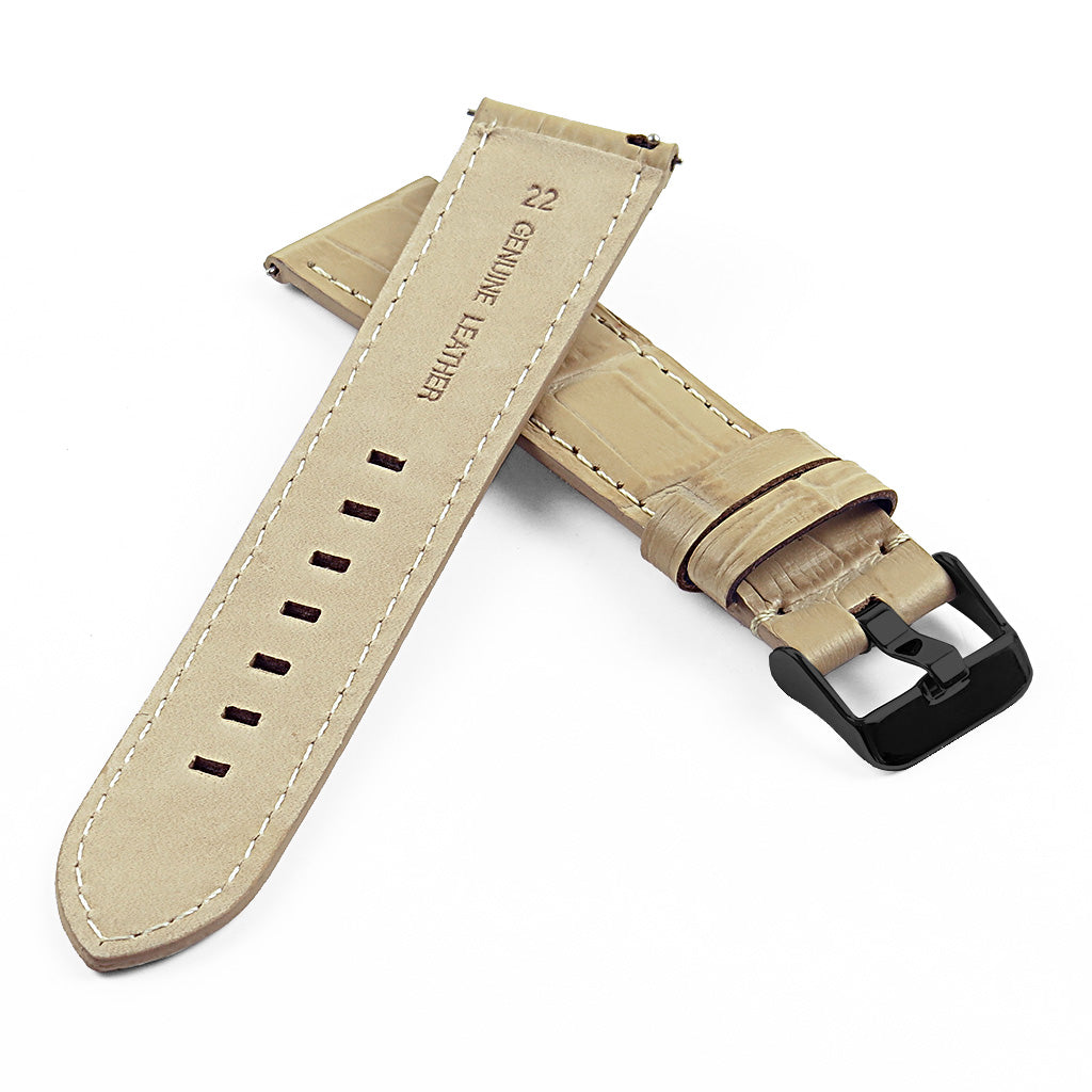 DASSARI Croc Leather Strap w/ Silver Deployant Clasp for Apple Watch