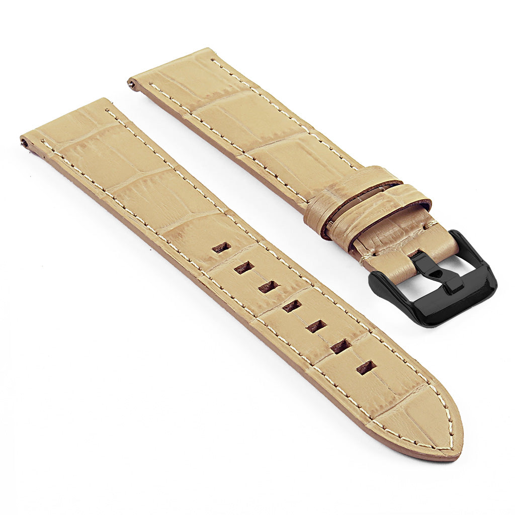 DASSARI Croc Leather Strap w/ Silver Deployant Clasp for Apple Watch