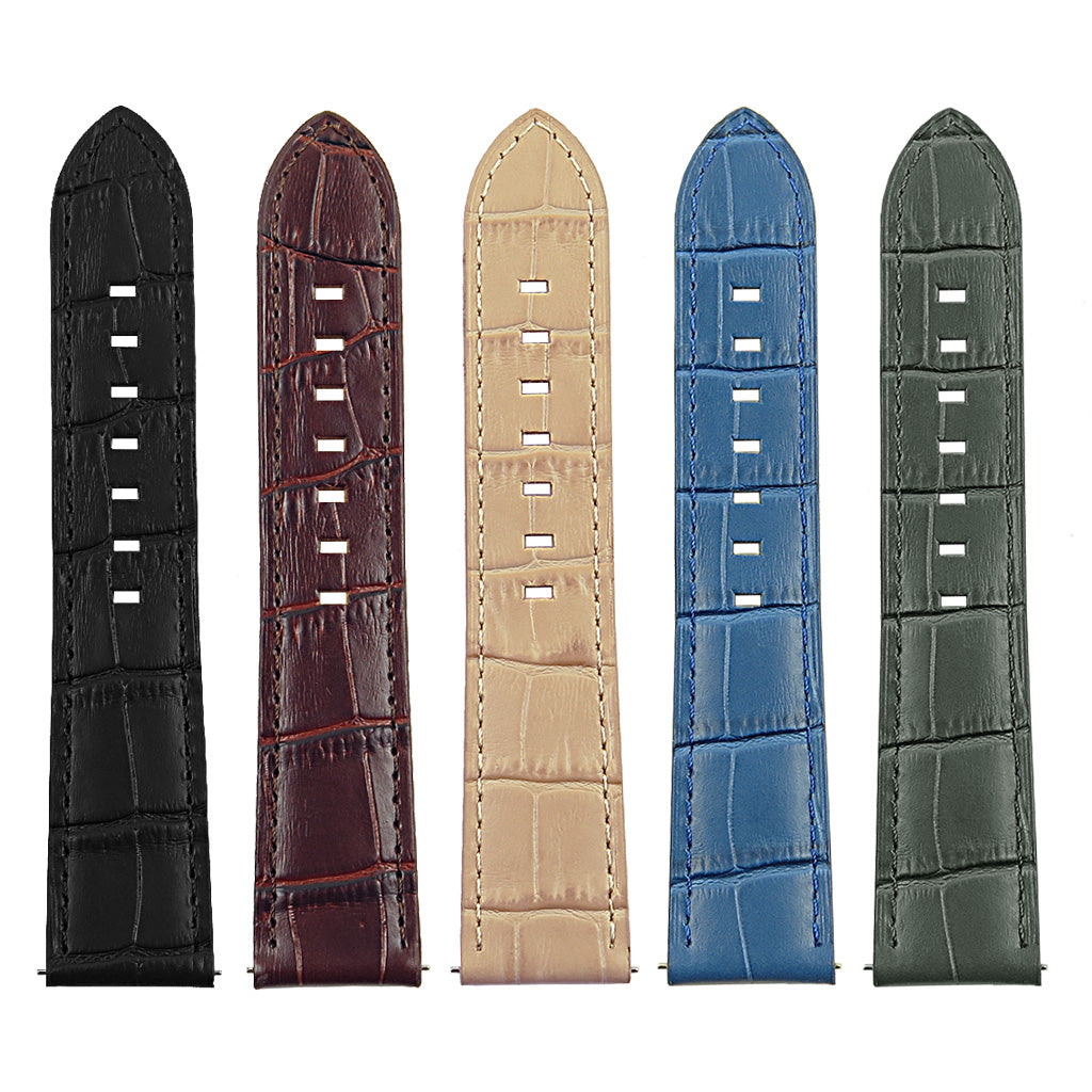 DASSARI Croc Leather Strap w/ Silver Deployant Clasp for Apple Watch