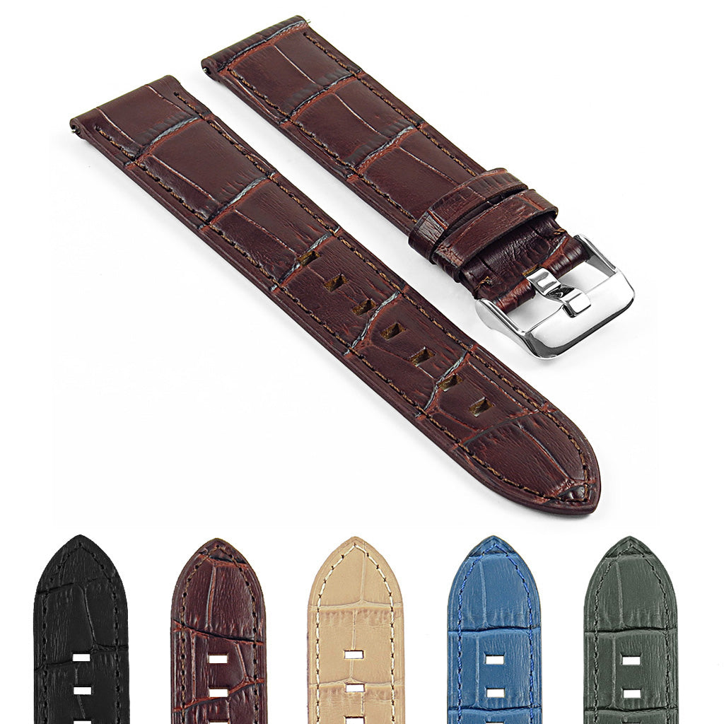 DASSARI Croc Embossed Italian Leather Strap for Garmin Vivoactive 4