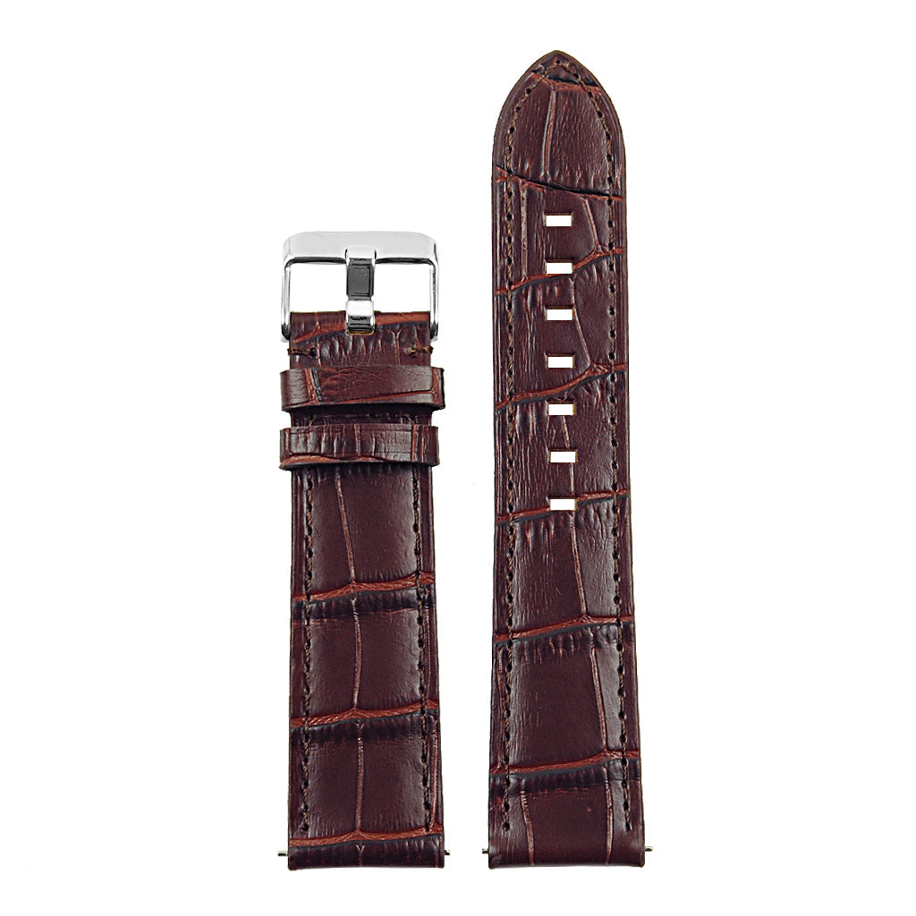 DASSARI Croc Leather Strap w/ Silver Deployant Clasp for Apple Watch