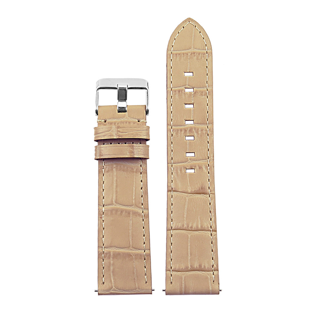 DASSARI Croc Leather Strap w/ Silver Deployant Clasp for Apple Watch
