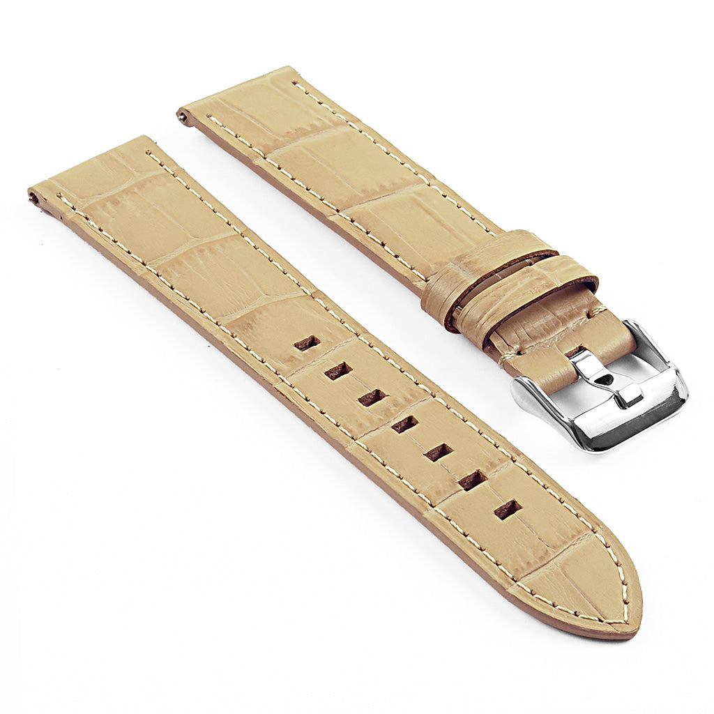 DASSARI Croc Leather Strap w/ Silver Deployant Clasp for Apple Watch