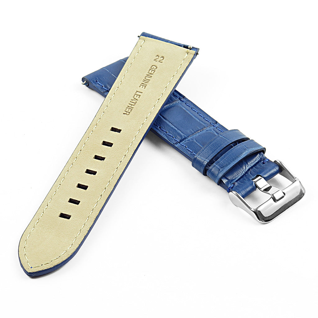 DASSARI Croc Leather Strap w/ Silver Deployant Clasp for Apple Watch