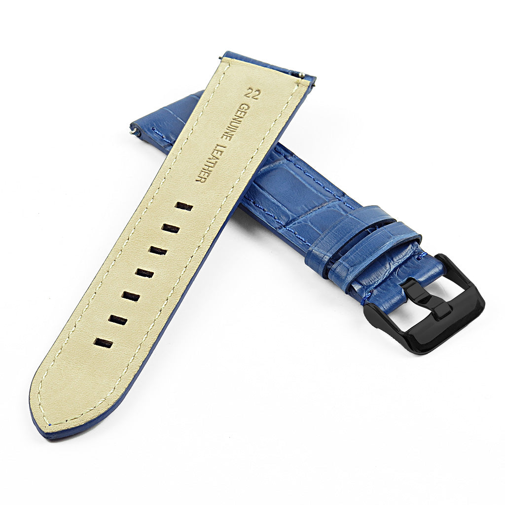 DASSARI Croc Embossed Italian Leather Strap with Black Buckle for Garmin Vivoactive 4