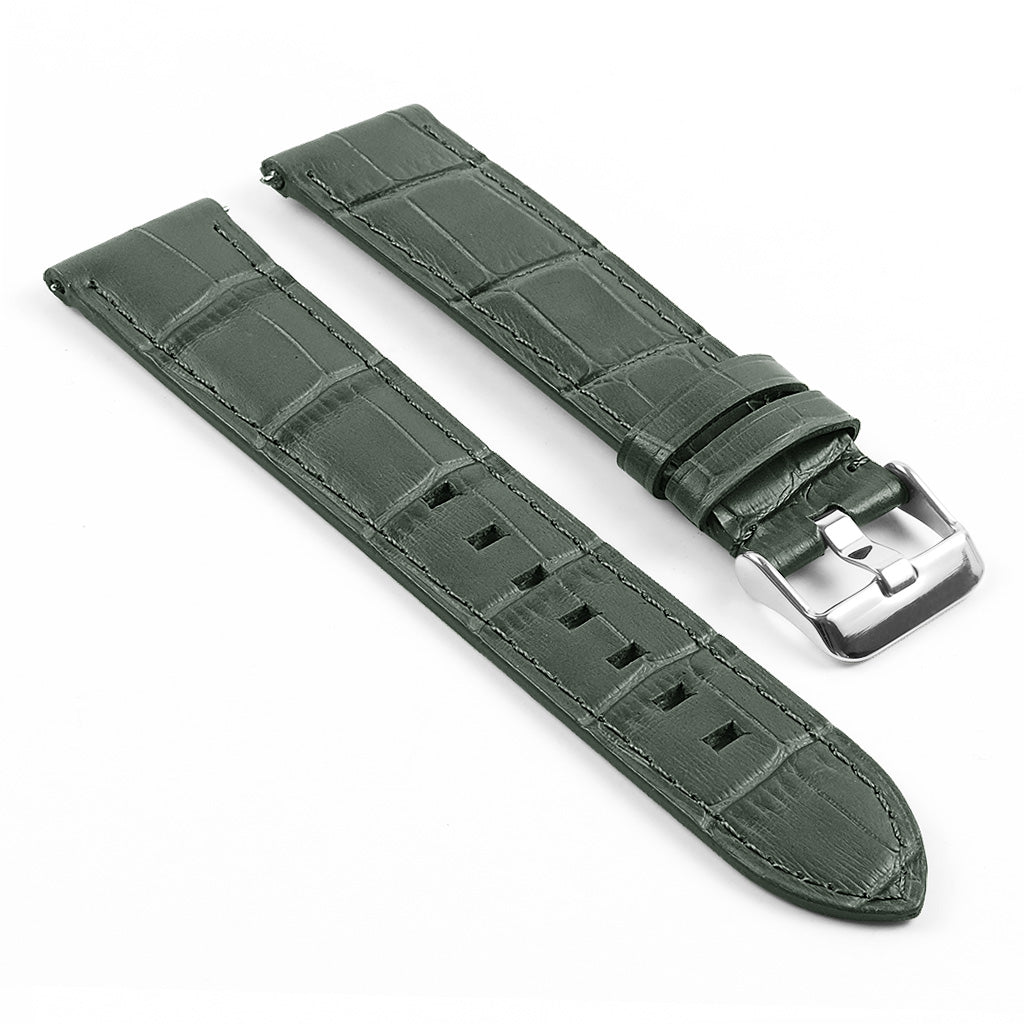 DASSARI Croc Leather Strap w/ Silver Deployant Clasp for Apple Watch